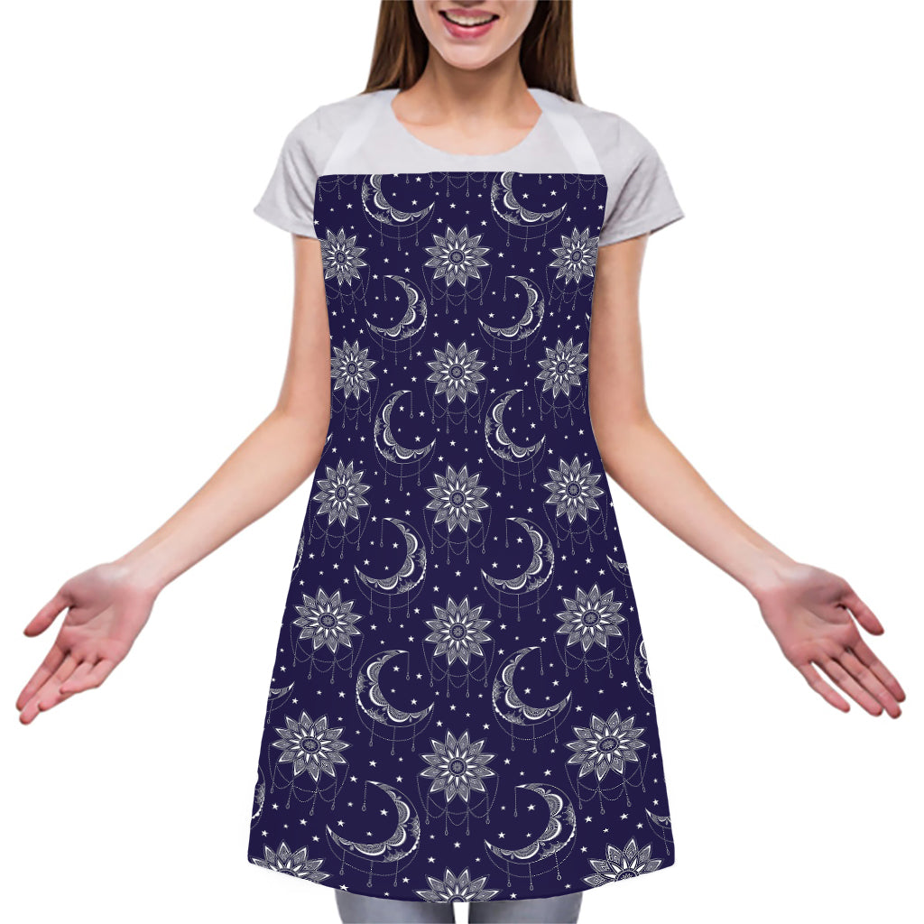 Boho Sun And Moon Pattern Print Adjustable Apron