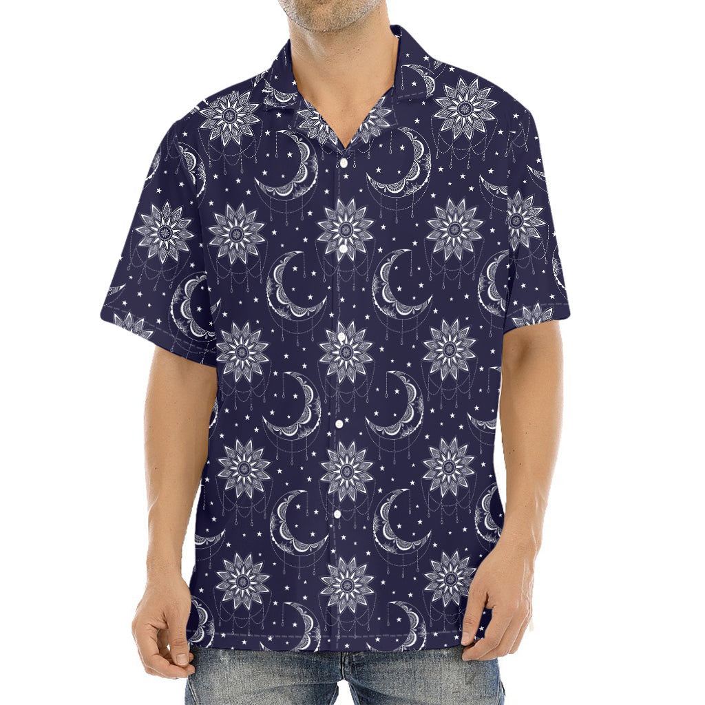 Boho Sun And Moon Pattern Print Aloha Shirt
