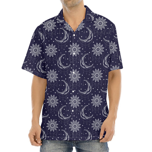 Boho Sun And Moon Pattern Print Aloha Shirt