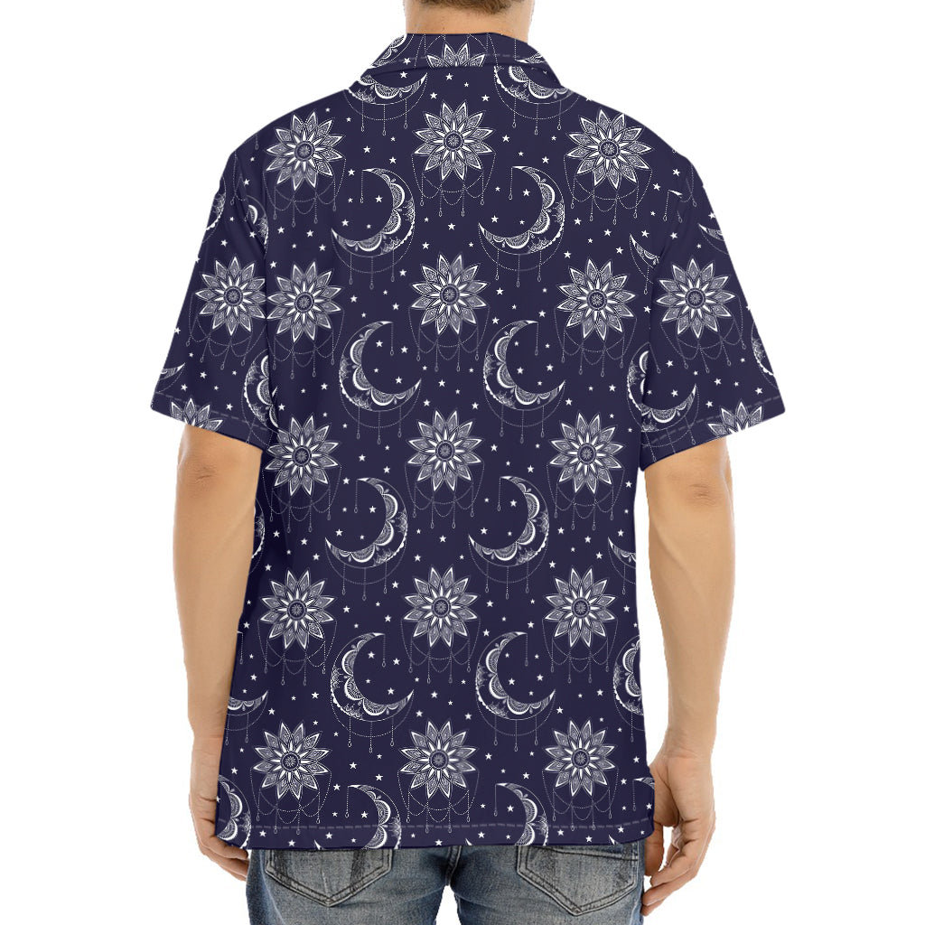 Boho Sun And Moon Pattern Print Aloha Shirt