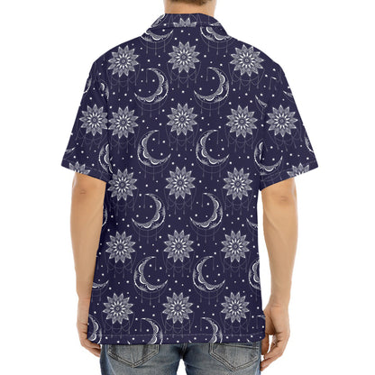 Boho Sun And Moon Pattern Print Aloha Shirt