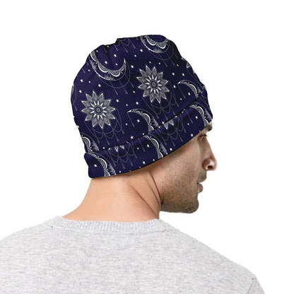 Boho Sun And Moon Pattern Print Beanie