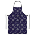 Boho Sun And Moon Pattern Print Bib Apron With Pocket