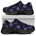 Boho Sun And Moon Pattern Print Black Chunky Shoes