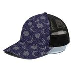 Boho Sun And Moon Pattern Print Black Mesh Trucker Cap