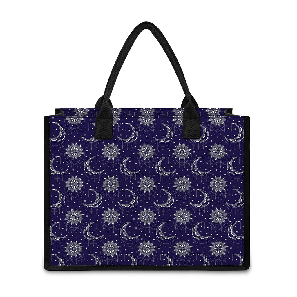 Boho Sun And Moon Pattern Print Canvas Tote Bag
