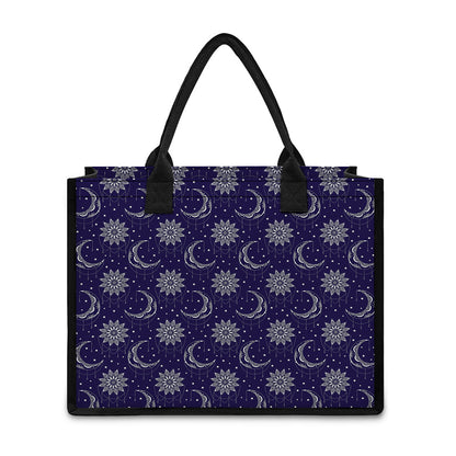 Boho Sun And Moon Pattern Print Canvas Tote Bag