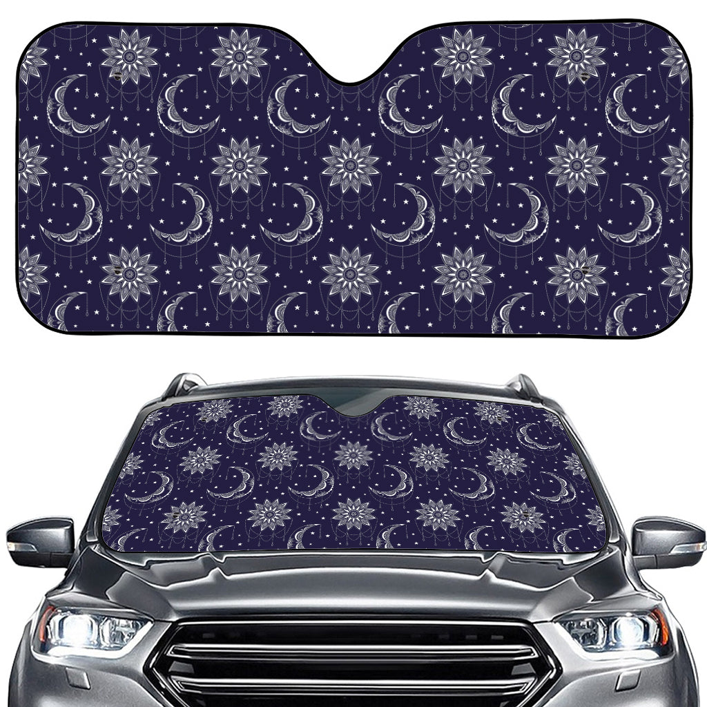 Boho Sun And Moon Pattern Print Car Windshield Sun Shade