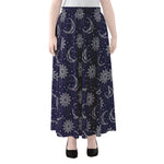 Boho Sun And Moon Pattern Print Chiffon Maxi Skirt