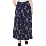 Boho Sun And Moon Pattern Print Chiffon Maxi Skirt