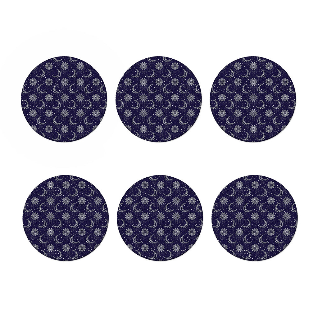 Boho Sun And Moon Pattern Print Coaster Set