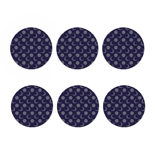 Boho Sun And Moon Pattern Print Coaster Set