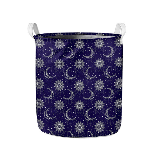 Boho Sun And Moon Pattern Print Collapsible Laundry Basket