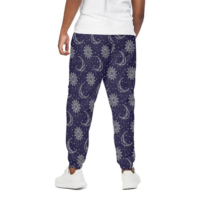 Boho Sun And Moon Pattern Print Cotton Pants