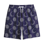 Boho Sun And Moon Pattern Print Cotton Shorts