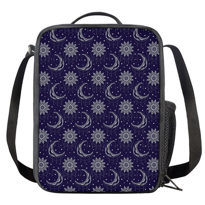 Boho Sun And Moon Pattern Print Crossbody Lunch Bag