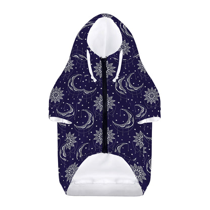Boho Sun And Moon Pattern Print Dog Zip Up Hoodie