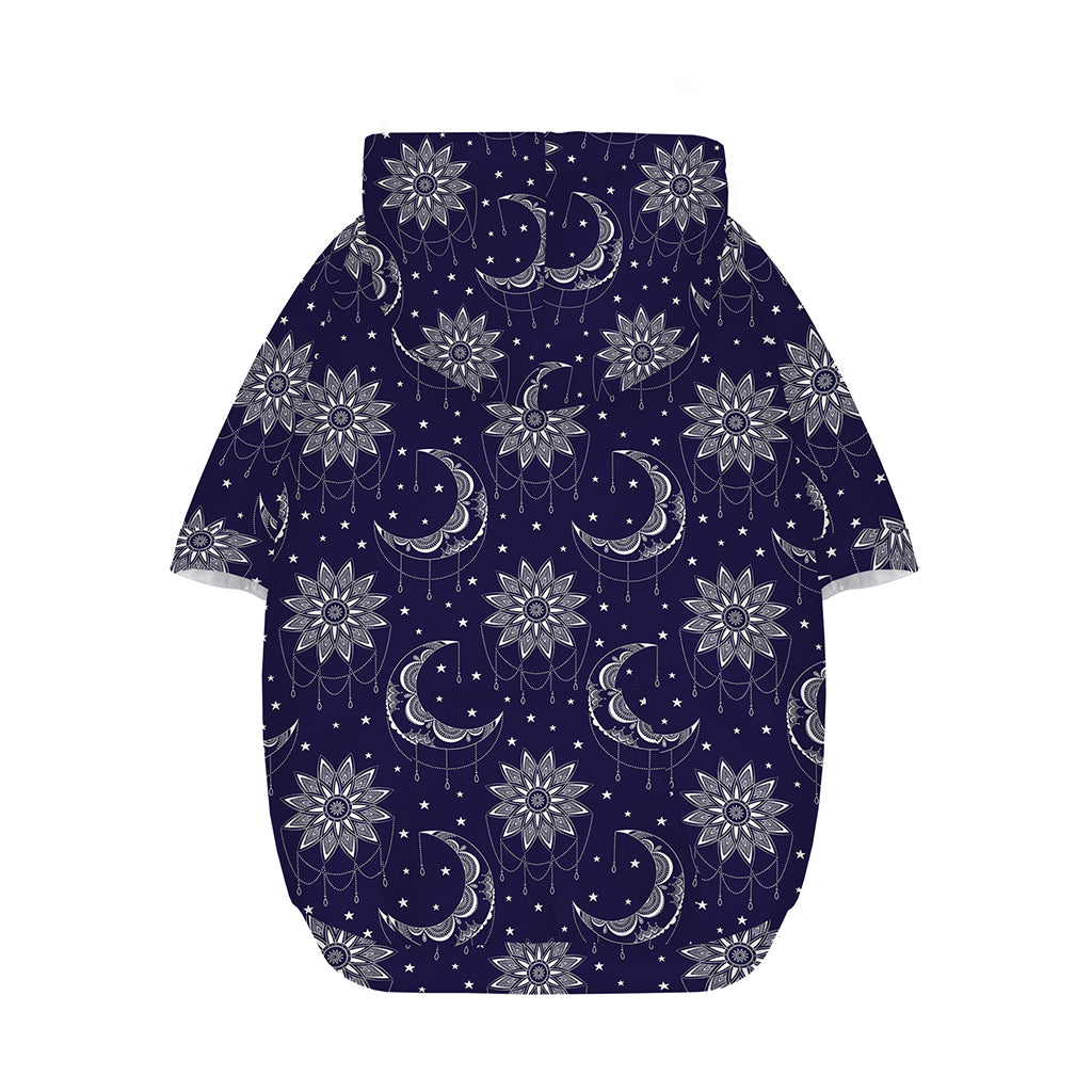 Boho Sun And Moon Pattern Print Dog Zip Up Hoodie