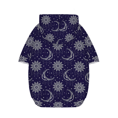 Boho Sun And Moon Pattern Print Dog Zip Up Hoodie