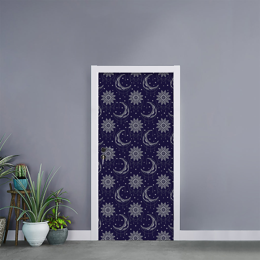 Boho Sun And Moon Pattern Print Door Sticker