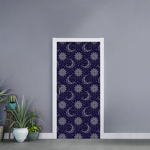 Boho Sun And Moon Pattern Print Door Sticker