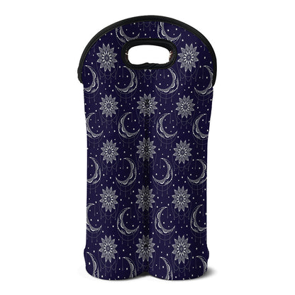 Boho Sun And Moon Pattern Print Double Neoprene Wine Tote