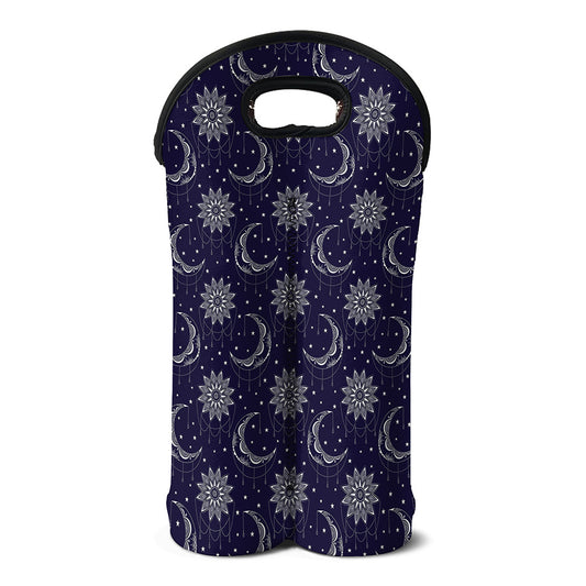 Boho Sun And Moon Pattern Print Double Neoprene Wine Tote