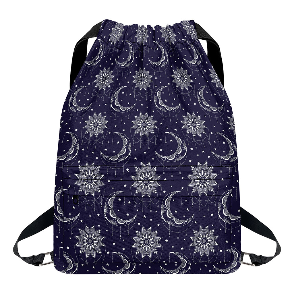 Boho Sun And Moon Pattern Print Drawstring Backpack