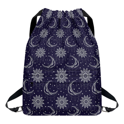 Boho Sun And Moon Pattern Print Drawstring Backpack