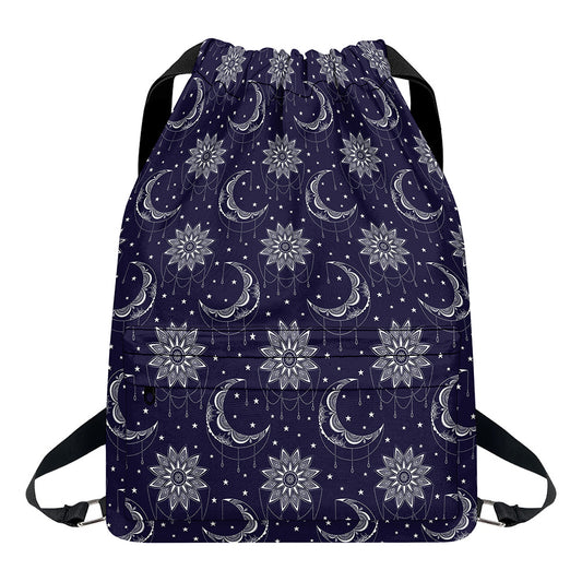 Boho Sun And Moon Pattern Print Drawstring Backpack