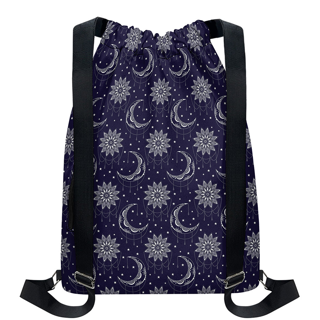 Boho Sun And Moon Pattern Print Drawstring Backpack
