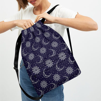 Boho Sun And Moon Pattern Print Drawstring Backpack