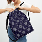 Boho Sun And Moon Pattern Print Drawstring Backpack