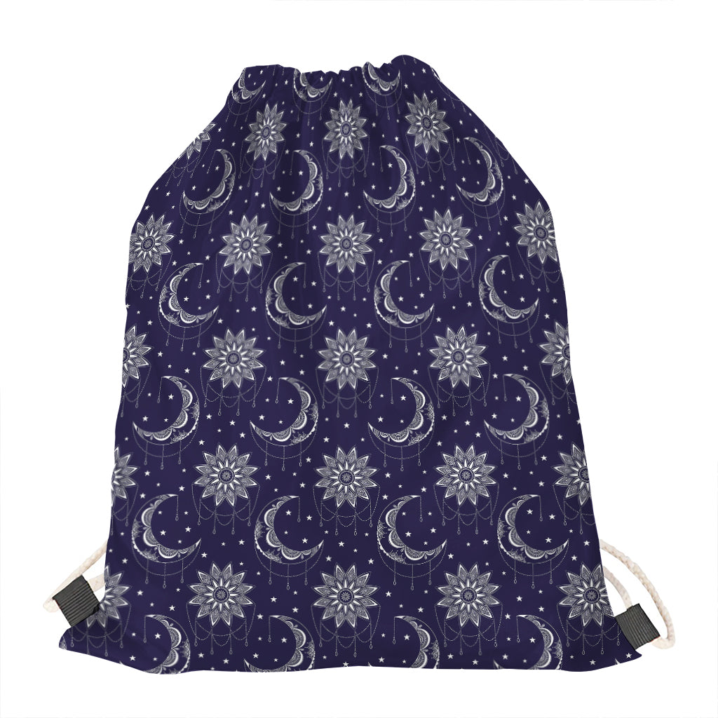 Boho Sun And Moon Pattern Print Drawstring Bag