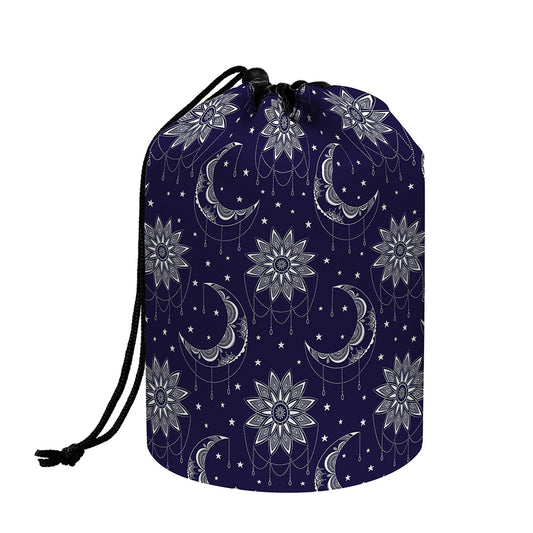 Boho Sun And Moon Pattern Print Drawstring Makeup Bag