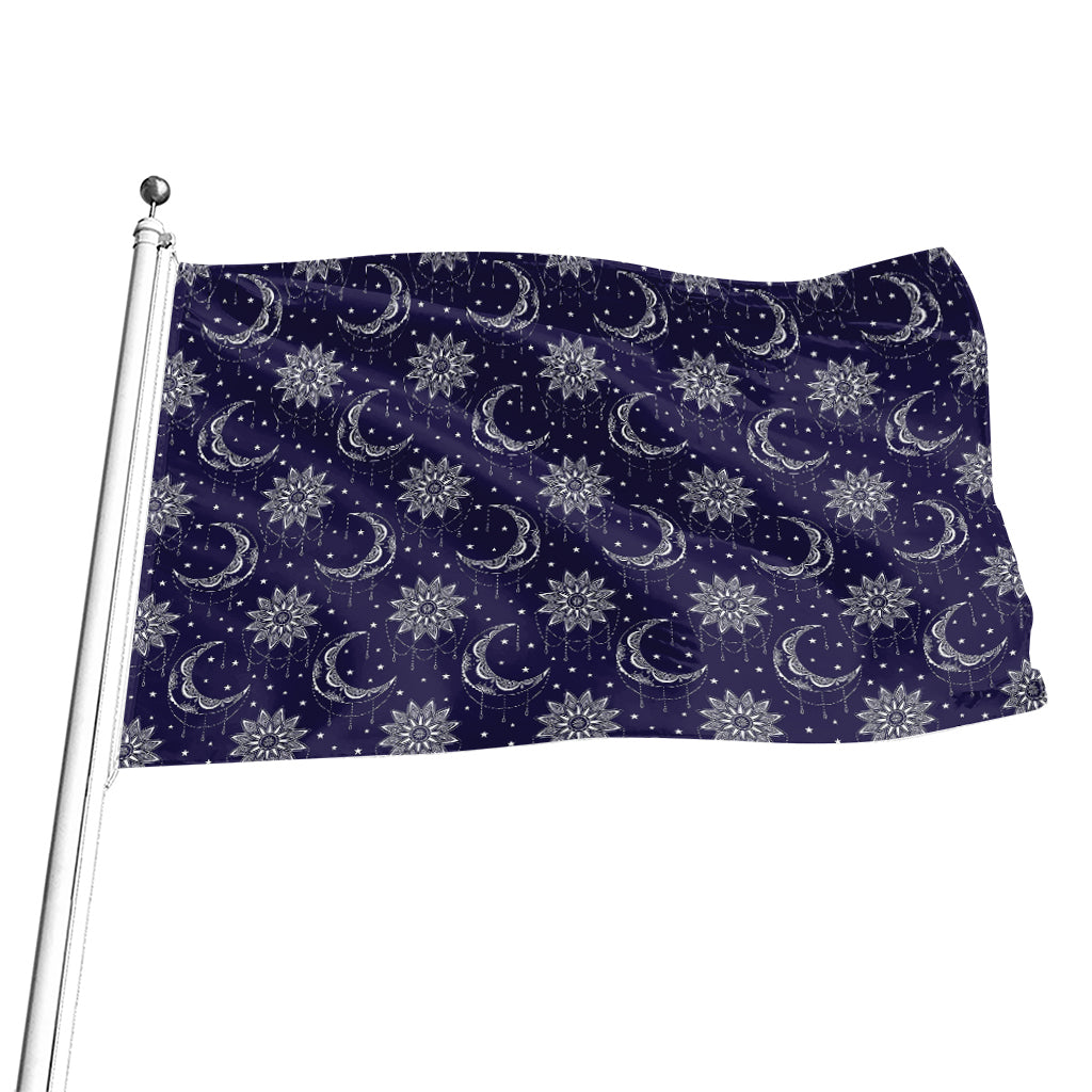 Boho Sun And Moon Pattern Print Flag