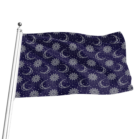 Boho Sun And Moon Pattern Print Flag