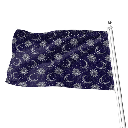 Boho Sun And Moon Pattern Print Flag