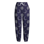 Boho Sun And Moon Pattern Print Fleece Lined Knit Pants