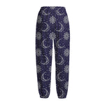 Boho Sun And Moon Pattern Print Fleece Lined Knit Pants