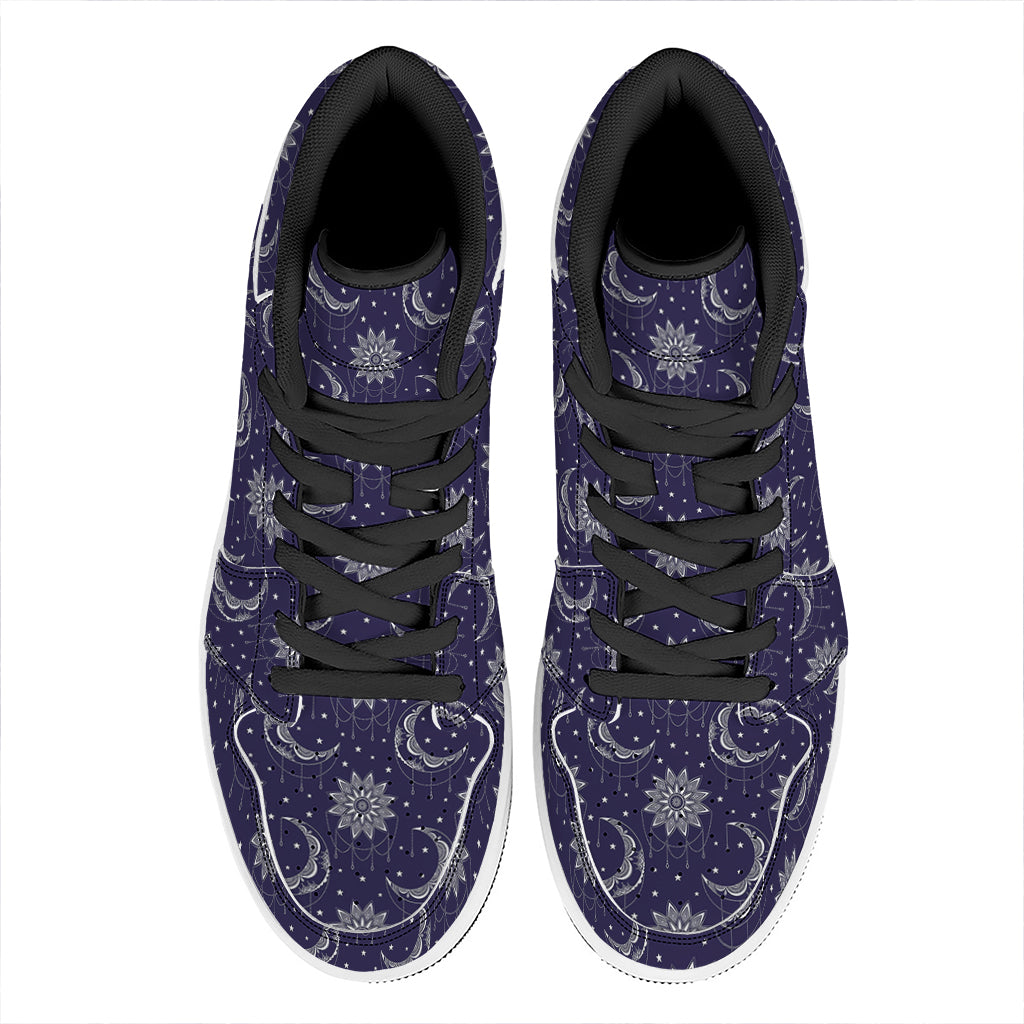 Boho Sun And Moon Pattern Print High Top Leather Sneakers