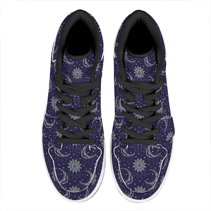 Boho Sun And Moon Pattern Print High Top Leather Sneakers