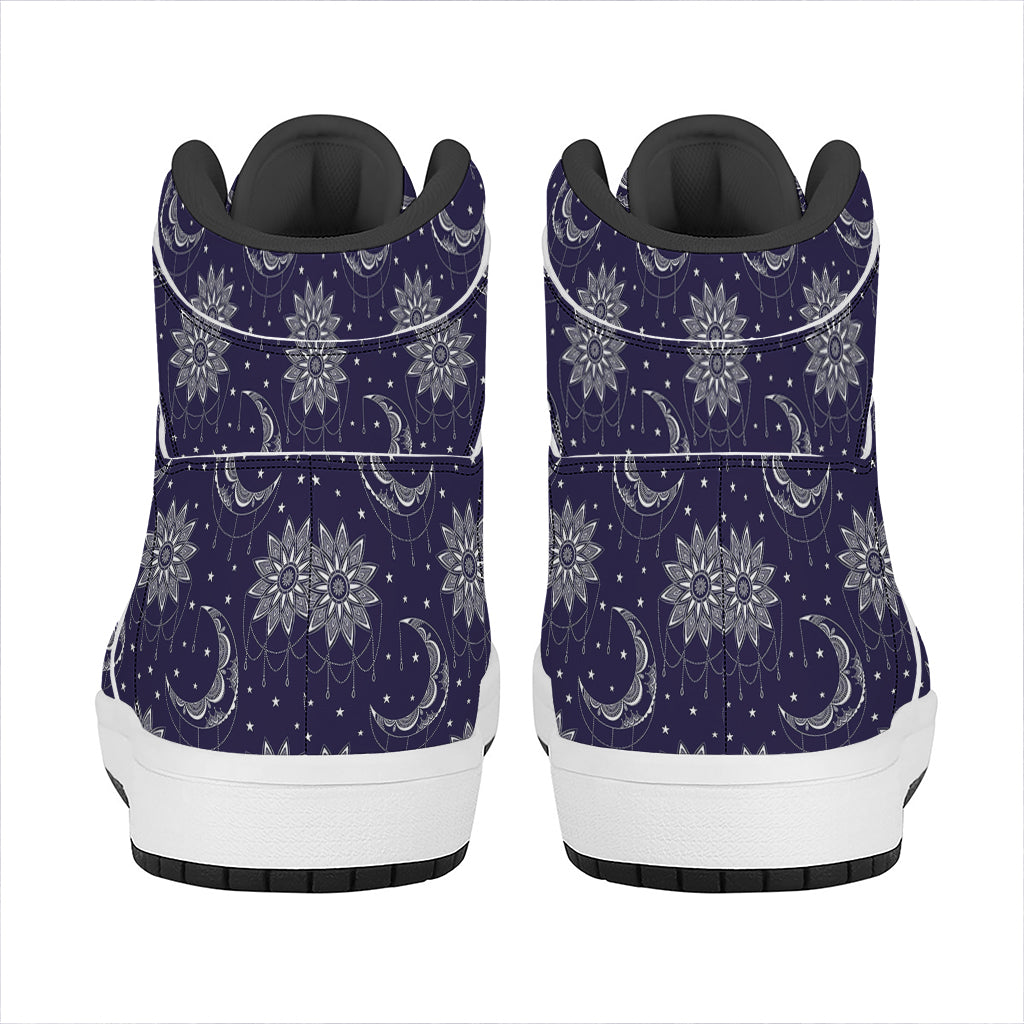 Boho Sun And Moon Pattern Print High Top Leather Sneakers