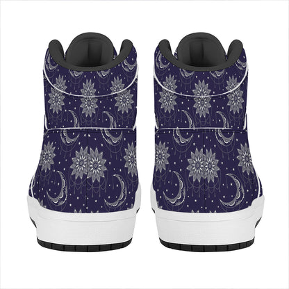 Boho Sun And Moon Pattern Print High Top Leather Sneakers