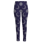 Boho Sun And Moon Pattern Print High-Waisted Pocket Leggings