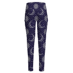 Boho Sun And Moon Pattern Print High-Waisted Pocket Leggings