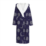 Boho Sun And Moon Pattern Print Hooded Bathrobe