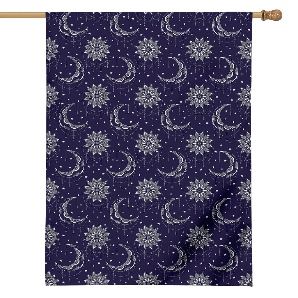 Boho Sun And Moon Pattern Print House Flag