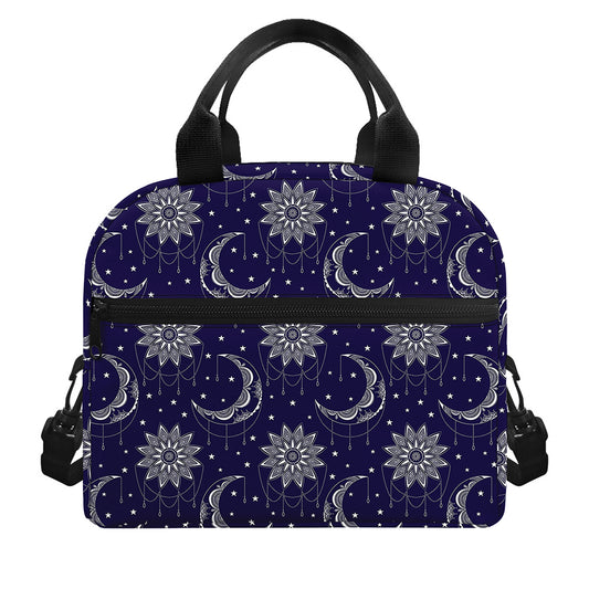 Boho Sun And Moon Pattern Print Insulated Lunch Bag