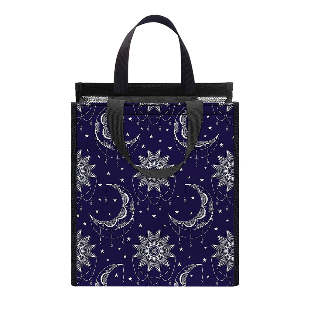 Boho Sun And Moon Pattern Print Insulated Lunch Tote
